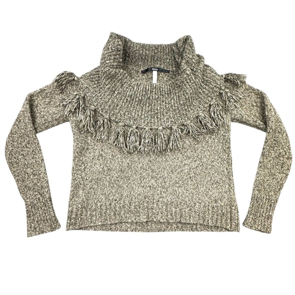 Kensie Marled Fringe Cowl‎ Neck Sweater